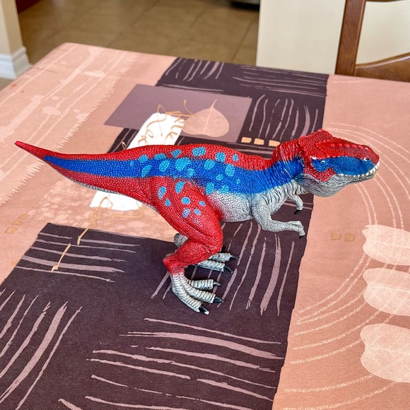 2011 Schleich Blue Red Tyrannosaurus Rex Dinosaur T-Rex D-73527 Figure - Picture 4 of 12
